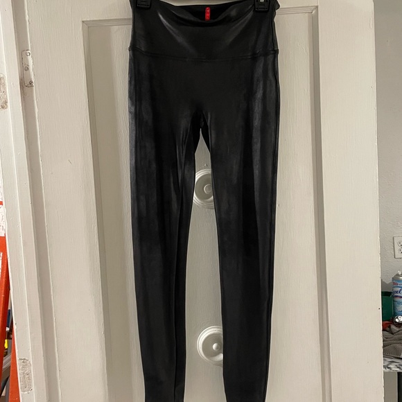 Spanx faux leather Black High-Waisted Leggings - Picture 1 of 2